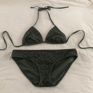 Olive green embroidered bikini